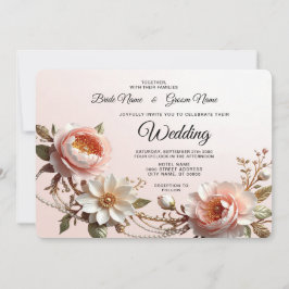 Trouwdecoratie Roze en Witte Bloemen Kaart