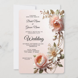Trouwdecoratie Roze en Witte Bloemen Kaart