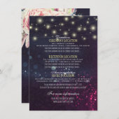 Trouwdetail Bloem Paarse Glitter Slingers Kaart (Voorkant / Achterkant)