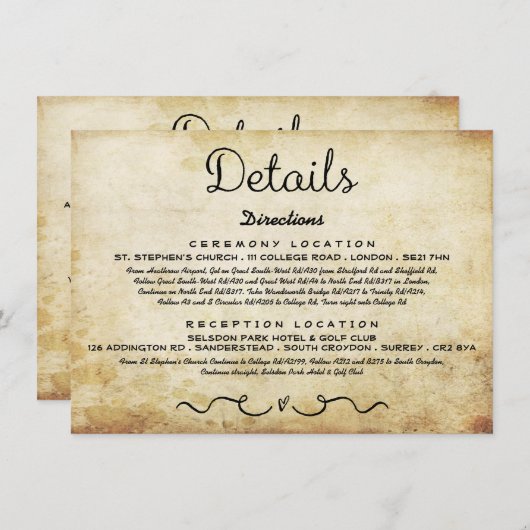 Trouwdetail Insert Kaart | Antiek (Voorkant / Achterkant)