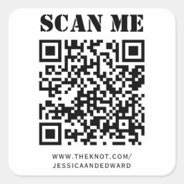 Trouwdetails Aangepaste QR-code Zwart Minimaal Vierkante Sticker