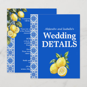 💙🍋 Trouwdetails Azul & Limone Romance Informatiekaartje