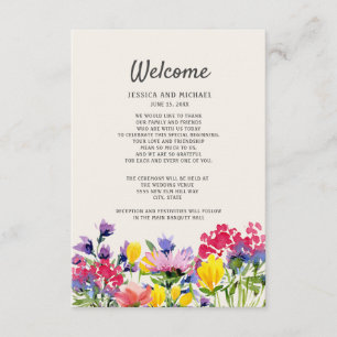 Trouwdetails Boho Waterverf Wilde Bloemen Bloemstu Informatiekaartje
