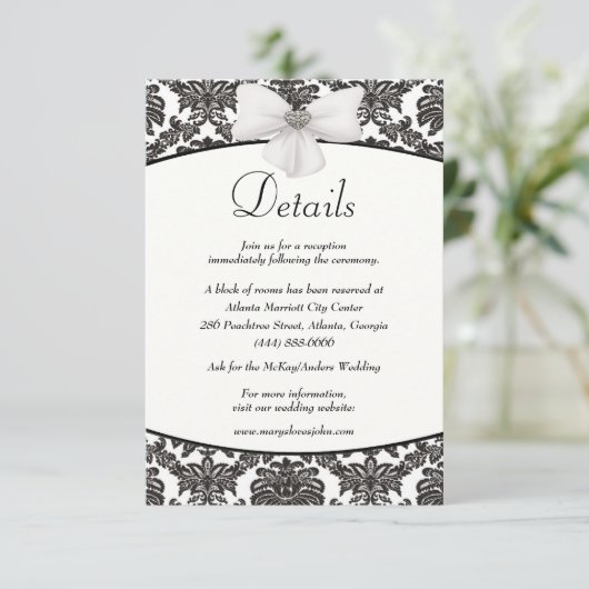 Trouwdetails Damask Elegance Informatiekaartje (Staand voorkant)