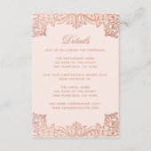 Trouwdetails Elegant Roze Rose Goud Antiek Informatiekaartje (Voorkant)