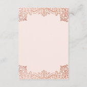Trouwdetails Elegant Roze Rose Goud Antiek Informatiekaartje (Achterkant)