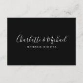 Trouwdetails handtekening script zwart en wit informatiekaartje (Achterkant)