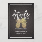 Trouwdetails Informatie Gouden Ananas Koppel Informatiekaartje (Voorkant)