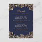 Trouwdetails Navy Blue Faux Gold Informatiekaartje (Voorkant)