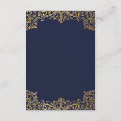 Trouwdetails Navy Blue Faux Gold Informatiekaartje (Achterkant)