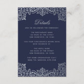 Trouwdetails Navy Blue Silver Antiek Informatiekaartje (Voorkant)