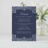 Trouwdetails Navy Blue Silver Antiek Informatiekaartje (Staand voorkant)