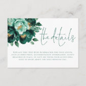 Trouwdetails QR-code in smaragdgroen en goud Informatiekaartje (Voorkant)
