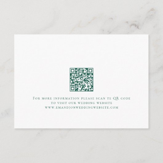 Trouwdetails QR-code in smaragdgroen en goud Informatiekaartje (Achterkant)