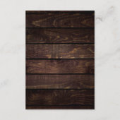 Trouwdetails, rustiek donker houten thema informatiekaartje (Achterkant)