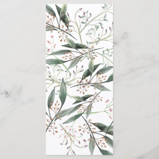 Trouwdiner menu groen blad goud lijst elegant (Achterkant)