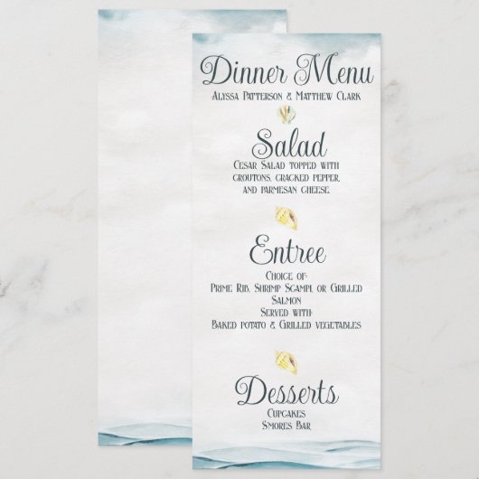 Trouwdiner Menu met Zeevaartthema Kaart (Voorkant / Achterkant)