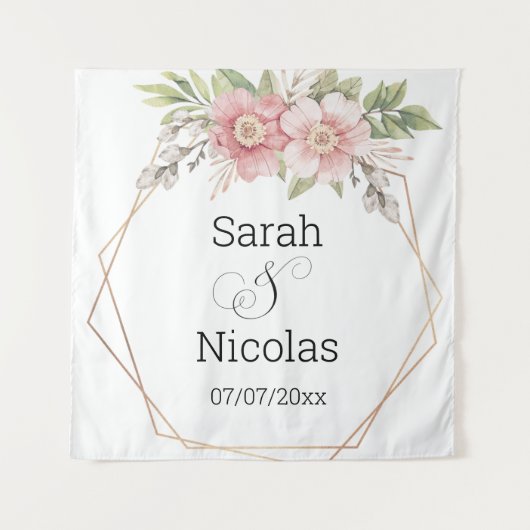 Trouwdouchewand poster gepersonaliseerd wandkleed (Voorkant)