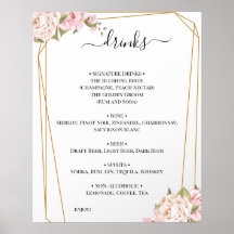 Trouwdranken Menu Bloemen Rozen