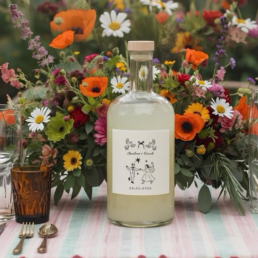 Trouwdrankfleslabel met een zweem van fantasie likeurfles etiket