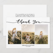 Trouwdrie foto's Elegant Bedankt Script (Voorkant / Achterkant)