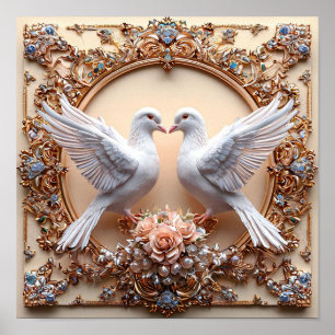 Trouwduiven Witte Vogels Vrede Poster