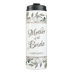 Trouwe Bruid Vintage Witte Bloemen Moeder van de B Thermosbeker