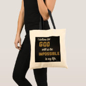 Trouwe Canvas tas - Ik geloof dat God de imposant  (Voorkant (product))