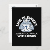 Trouwe Levende Kunst - Teacup met Kruis en Duif Briefkaart (Voorkant / Achterkant)