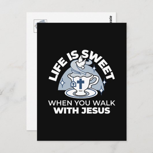 Trouwe Levende Kunst - Teacup met Kruis en Duif Briefkaart (Voorkant / Achterkant)