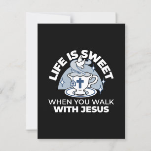 Trouwe Levende Kunst - Teacup met Kruis en Duif Briefkaart