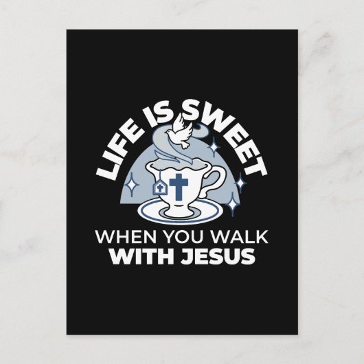 Trouwe Levende Kunst - Teacup met Kruis en Duif Briefkaart (Voorkant)