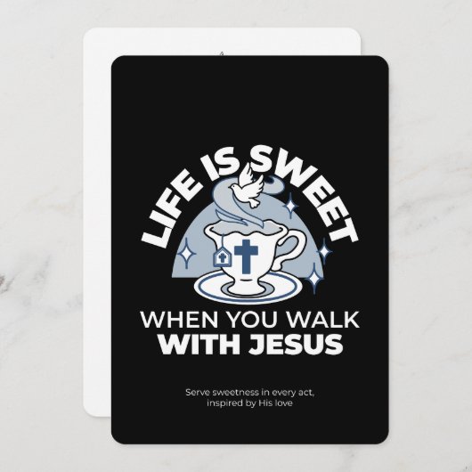 Trouwe Levende Kunst - Teacup met Kruis en Duif Feestdagenkaart (Voorkant / Achterkant)