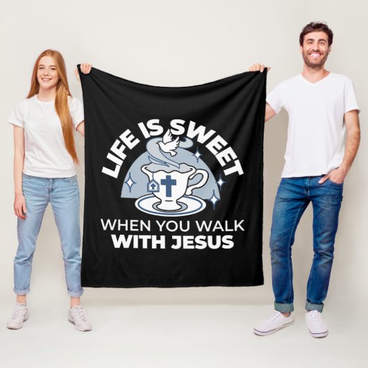 Trouwe Levende Kunst - Teacup met Kruis en Duif Fleece Deken (In situ)