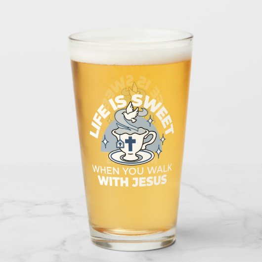 Trouwe Levende Kunst - Teacup met Kruis en Duif Glas (Voorkant gevuld)