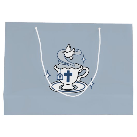 Trouwe Levende Kunst - Teacup met Kruis en Duif Groot Cadeauzakje (Achterkant)