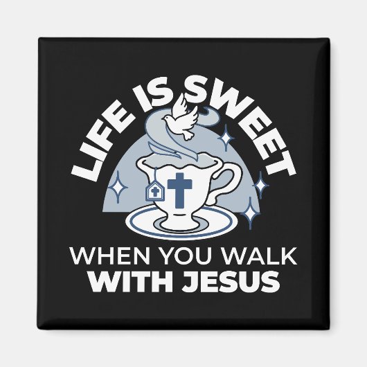 Trouwe Levende Kunst - Teacup met Kruis en Duif Magneet (Voorkant)