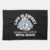 Trouwe Levende Kunst - Teacup met Kruis en Duif Theedoek (Horizontaal)