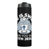 Trouwe Levende Kunst - Teacup met Kruis en Duif Thermosbeker (Voorkant)