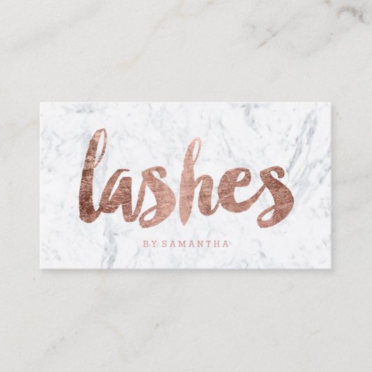 trouwe roos gouden tipografie marmer klantenkaartje (Voorkant)