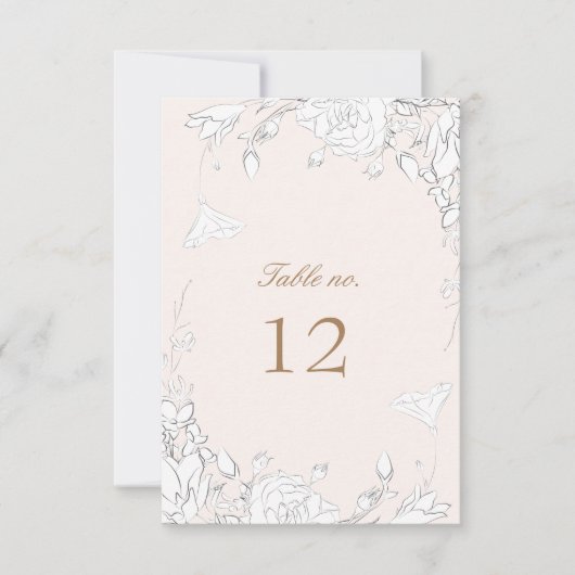 Trouwe Tafelkaart met Subtiele Roze Bloem RSVP Kaartje (Voorkant)