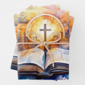 Trouwe Waterverf: Kruis en Bijbelse Eenheid Inpakpapier Vel (In situ)