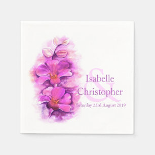 Trouwen aangepaste orchidee roze waterverf papier  servet