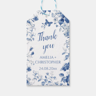Trouwen Bedankt cadeau label Blauwe vintage Cadeaulabel
