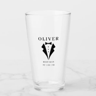 Trouwen BESTE MAN Tuxedo Gepersonaliseerde naam Pi Glas