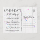 Trouwen bewaar de data | Boho Blue & Misty Roos Aankondigingskaart (Achterkant)