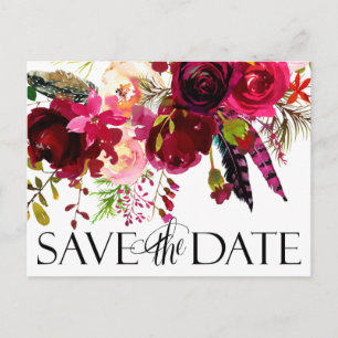 Trouwen bewaar de data   Floral Boho Aankondigingskaart