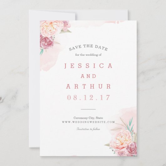 Trouwen Bewaar de datum | Blush en bloei Save The Date (Voorkant)