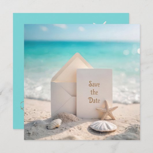 Trouwen Bewaar de datum met Starfish Save The Date (Voorkant / Achterkant)