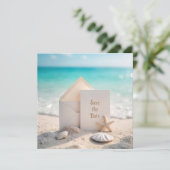 Trouwen Bewaar de datum met Starfish Save The Date (Staand voorkant)